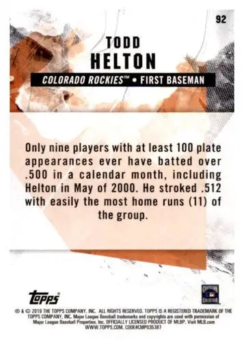 2019 Topps Fire #92 Todd Helton NM-MT Rockies - Trading Cards