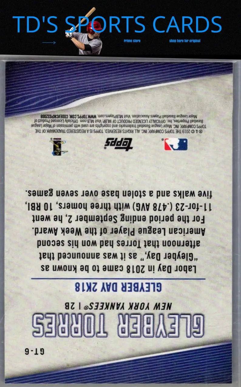 Gleyber Torres baseball card from 2019 Topps Star Player Highlights series