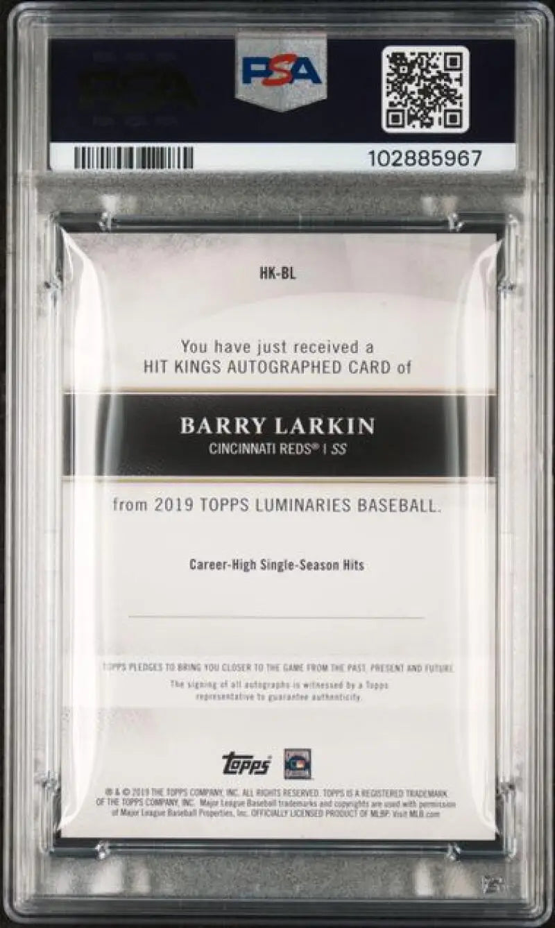 Graded Barry Larkin 2019 Topps Luminaries Gem Mint Cincinnati Reds Baseball Card