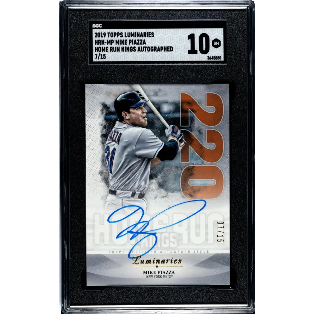 2019 Topps Luminaries Home Run Kings #HRK-MP Mike Piazza SGC 10 Gem Auto 7/15 New York Mets Baseball Card