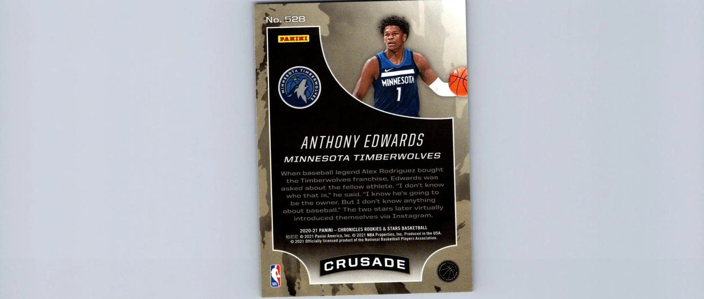 Anthony Edwards basketball card from 2020-21 Panini Chronicles #528 trading cards