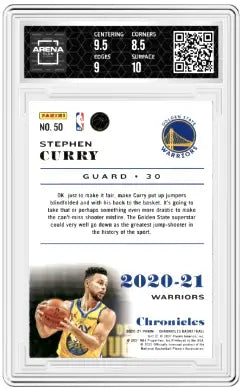 Graded Panini Chronicles Stephen Curry basketball trading card from 2020-21 Arena Club