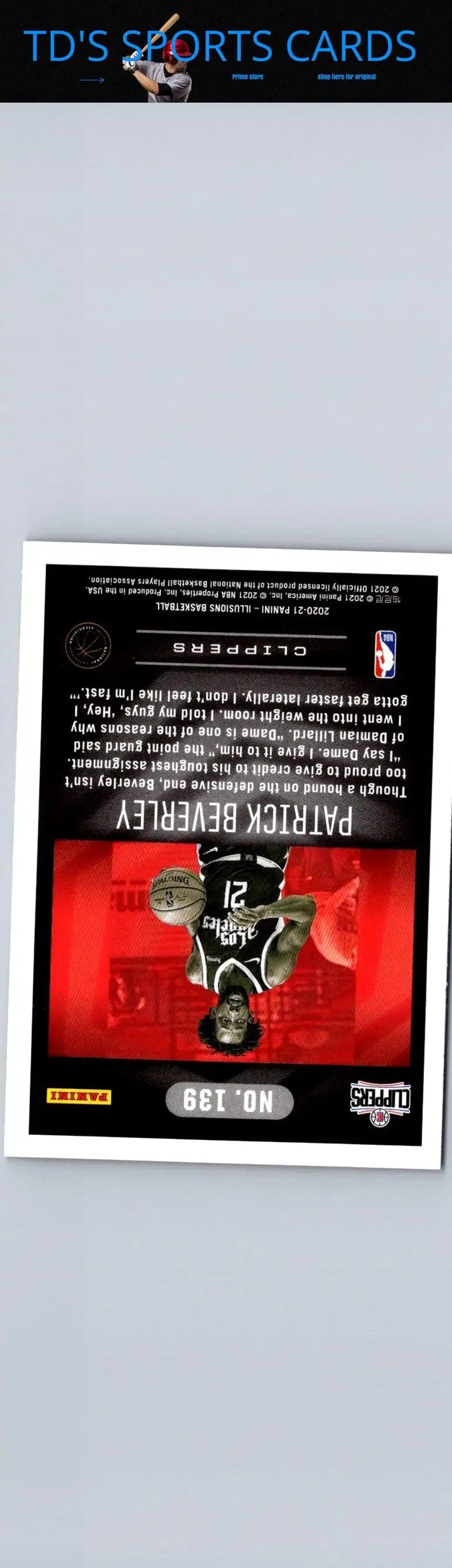 Basketball card of Patrick Beverley from 2020-21 Panini Illusions series