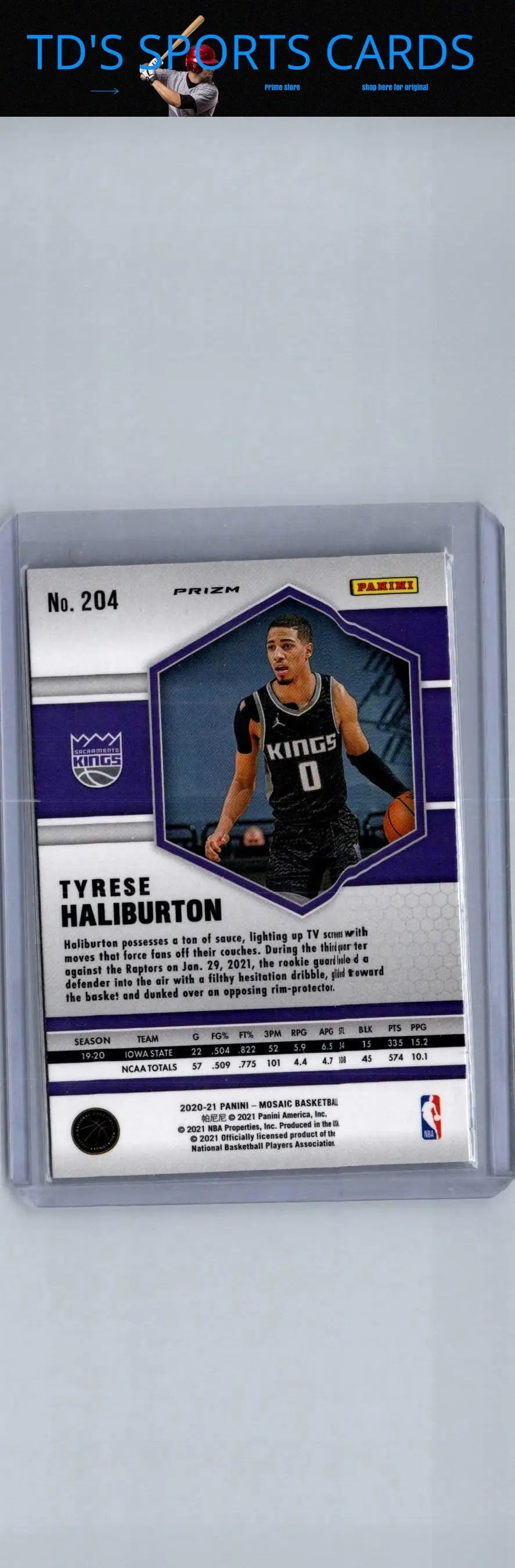 Tyrese Haliburton Mosaic Green basketball card from 2020-21 Panini Mosaic series