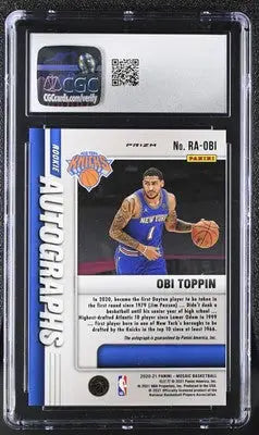 Obi Toppin basketball card from Panini Mosaic Obi series in pristine CGC 10 condition