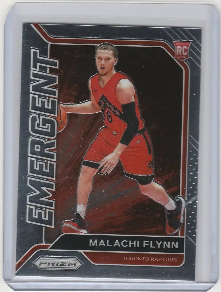 Basketball trading card of Malachi Flynn Toronto Raptors from Panini Prizm Emergent series
