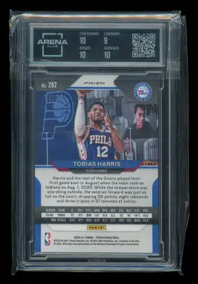 Graded Tobias Harris basketball trading card from Panini Prizm Orange Wave series