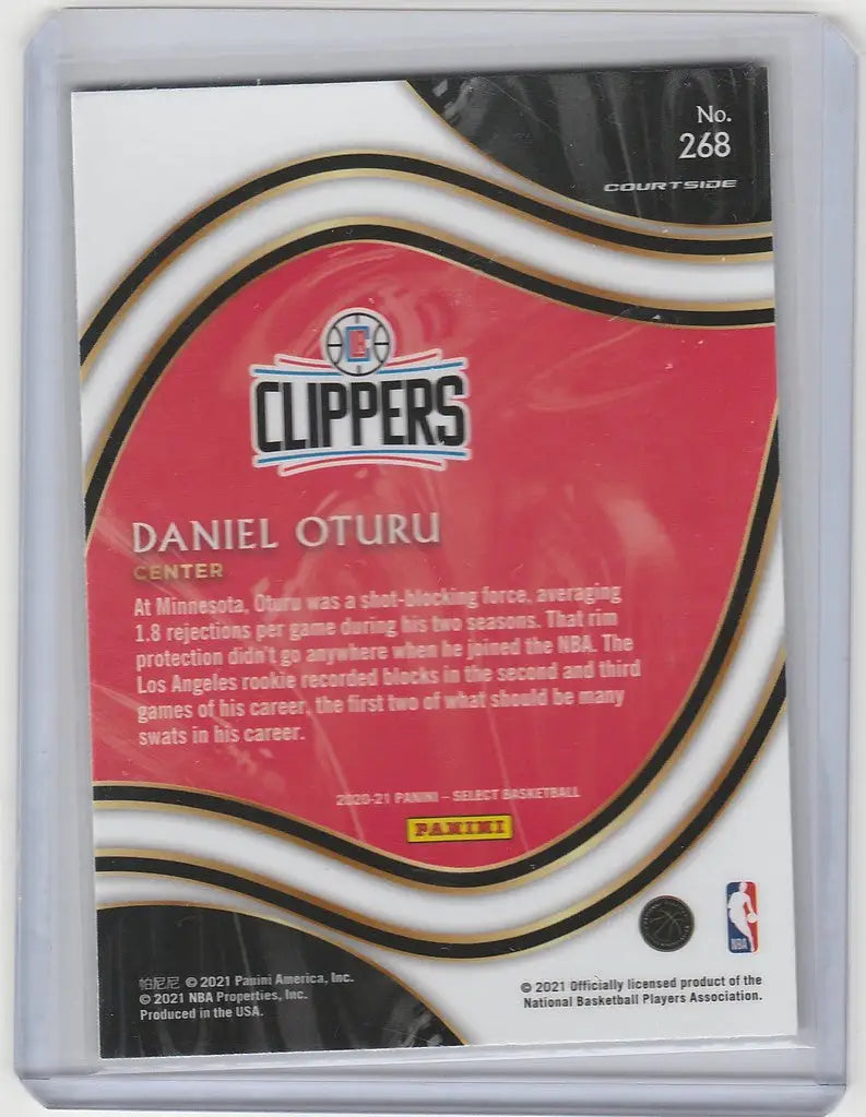 Basketball trading card of Daniel Oturu, Los Angeles Clippers, 2020-21 Panini Select
