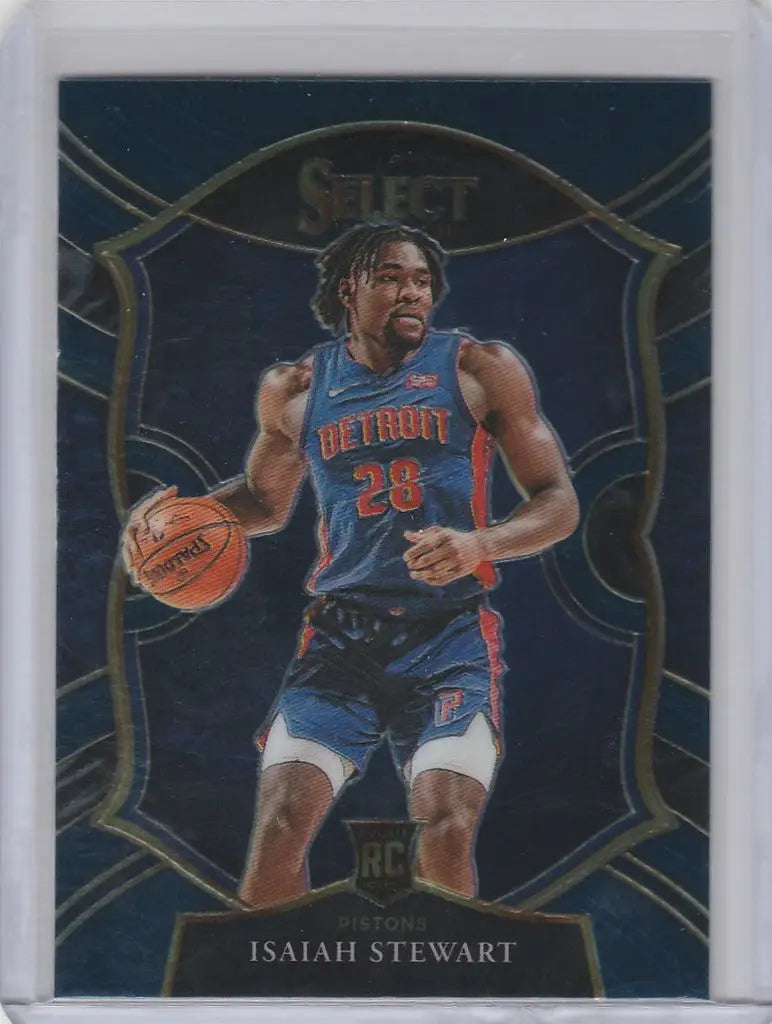 Basketball trading card of Isaiah Stewart Detroit on 2020-21 Panini Select Blue design