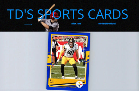 T.J. Watt Press Proof Blue football card from 2020 Donruss series