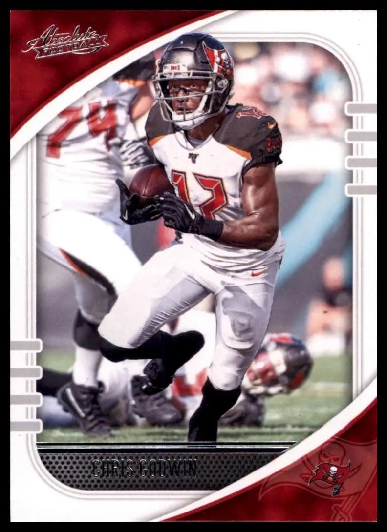 Football card featuring Chris Godwin in Tampa Bay Buccaneers uniform from 2020 Panini Absolute