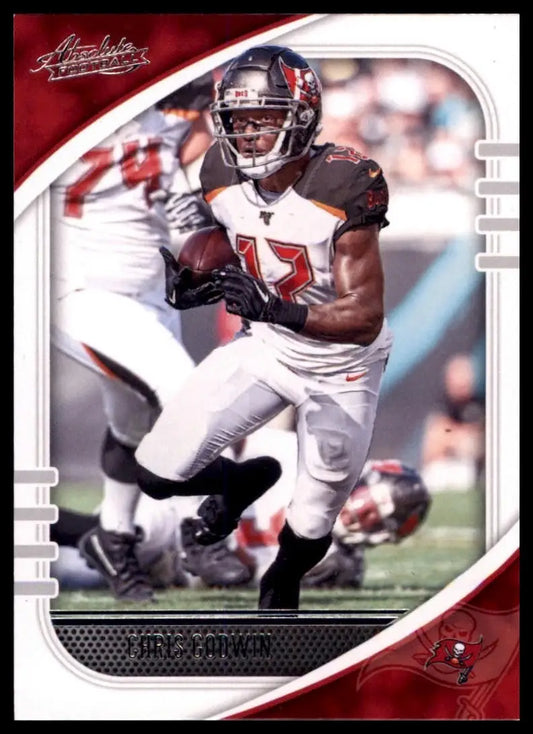 Football card featuring Chris Godwin in Tampa Bay Buccaneers uniform from 2020 Panini Absolute