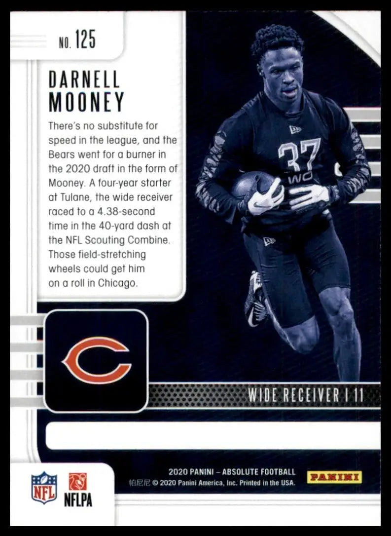 2020 Panini Absolute Football trading card featuring Chicago Bears wide receiver Darnell Mooney