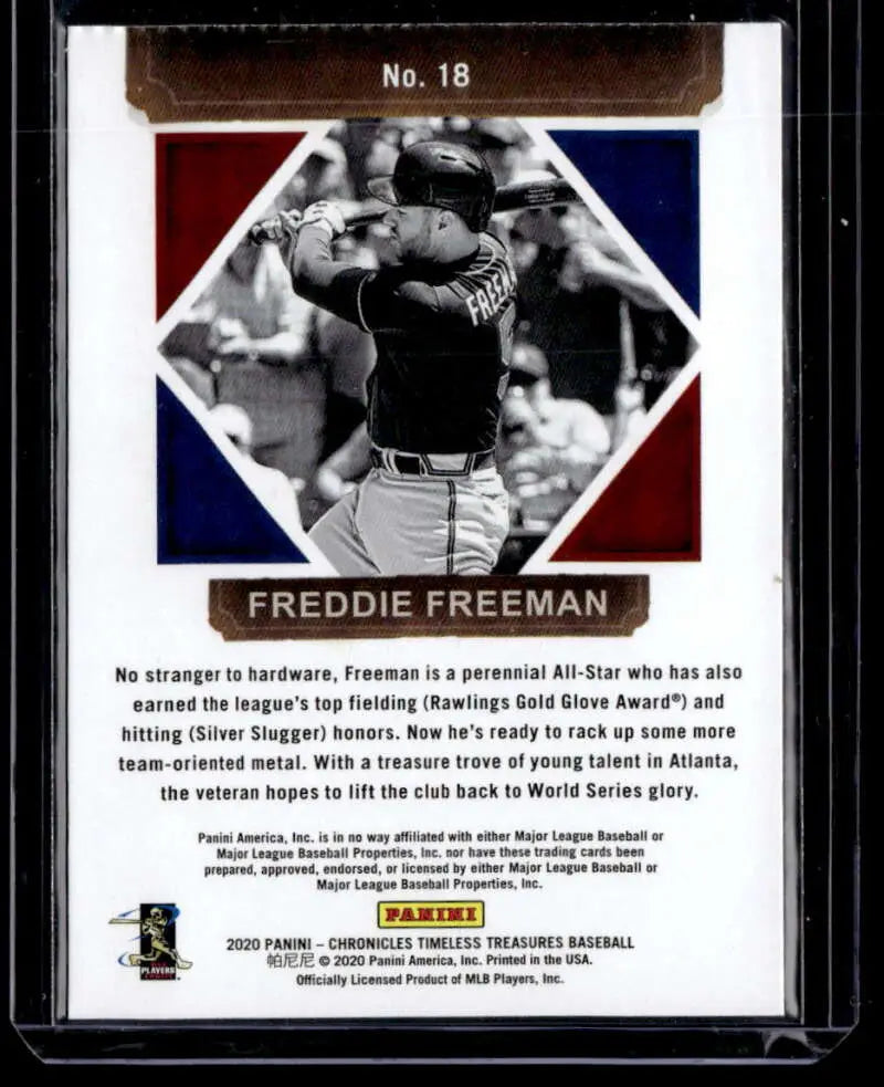 Freddie Freeman Timeless Treasures baseball trading card with player in dark uniform