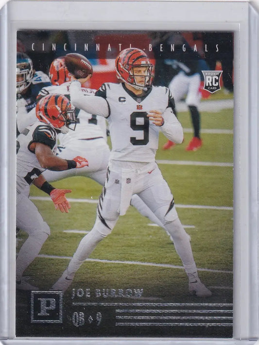 Joe Burrow rookie football card from Panini Chronicles PA1 Joe Burrow series