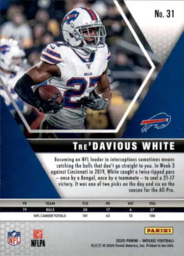 2020 Panini Mosaic Tre’Davious White football card with original gloss for Bills fans