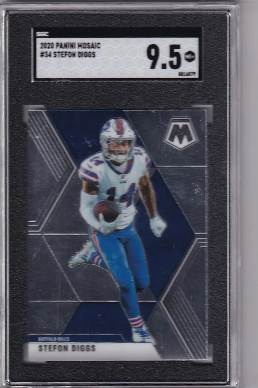 Stefon Diggs SGC 9.5 football card from 2020 Panini Mosaic featuring Buffalo Bills