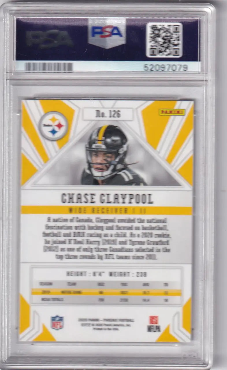 Graded football trading card of Chase Claypool from Panini Phoenix Burst PSA 10 Steelers