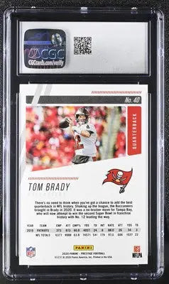Graded Tom Brady football card from 2020 Panini Prestige Tom collection CGC 9