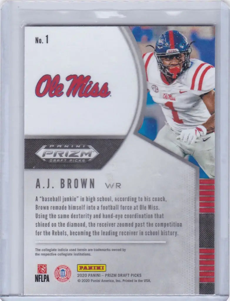 Football trading card of A.J. Brown Ole Miss from 2020 Panini Prizm Draft Picks