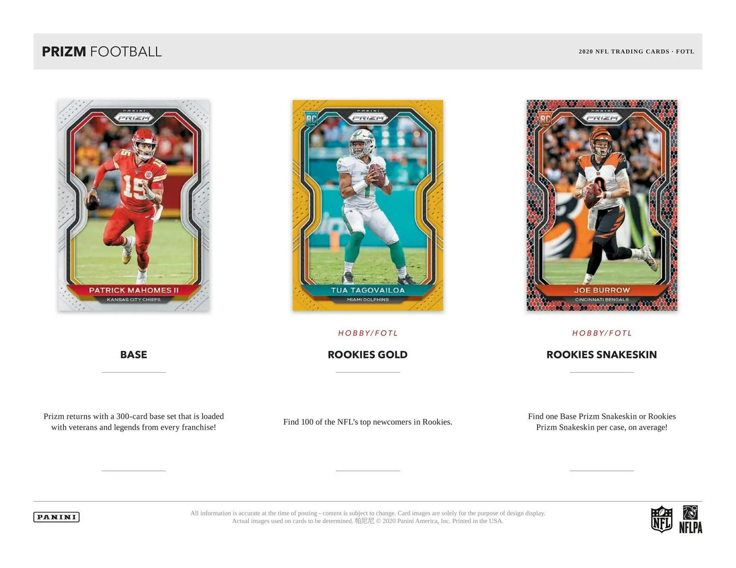 Football trading cards featuring autographs prizm and rookie autographs prizm from 2020 Panini Prizm FOTL Hobby Box