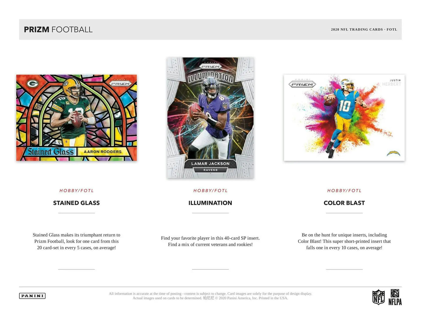 Football trading cards featuring rookie autographs Prizm from 2020 Panini Prizm FOTL Hobby Box