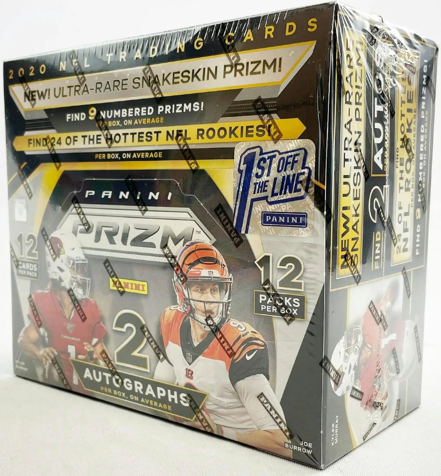 Sealed box of 2020 Panini Prizm NFL trading cards with rookie autographs prizm