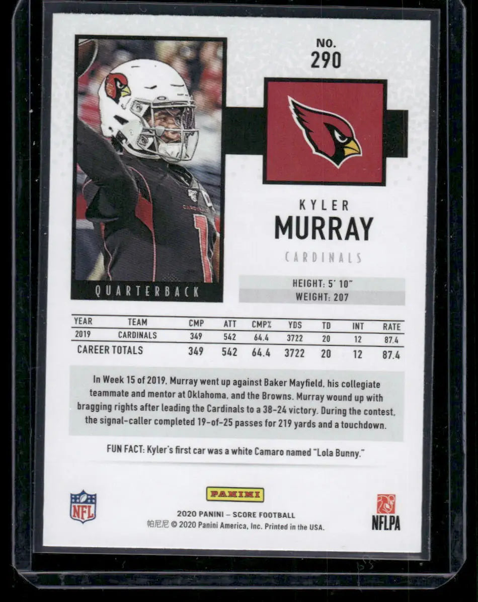 Football trading card of Kyler Murray from 2020 Panini Score Kyler series