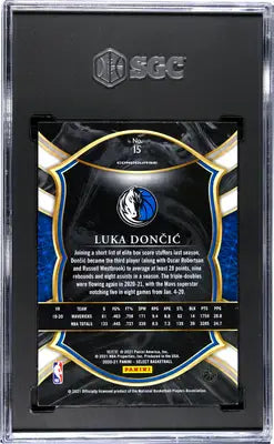 Graded Panini Select Luka Doncic basketball card in blue retail edition SGC 9