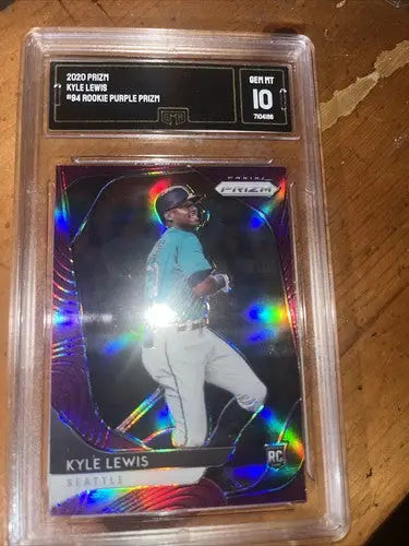 Graded Kyle Lewis Rookie Baseball Card 2020 Prizm GMA 10 with 6 Color Wave design