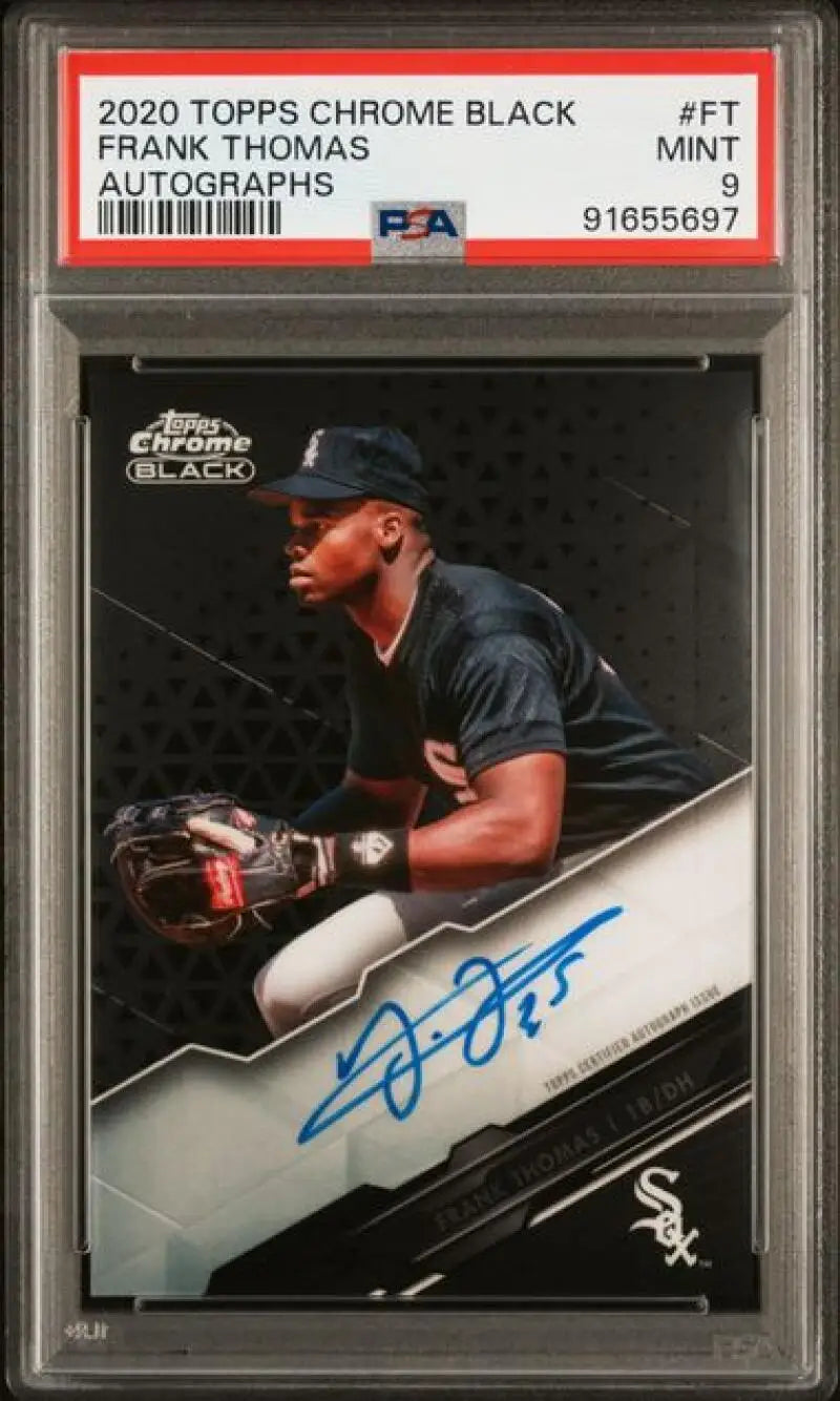 PSA-graded 2020 Topps Chrome Black Frank Thomas autographed baseball card White Sox