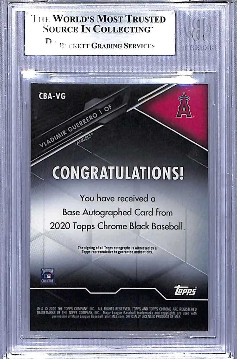 Graded Vladimir Guerrero Anaheim Angels Topps Chrome Black baseball card BGS 9 Mint