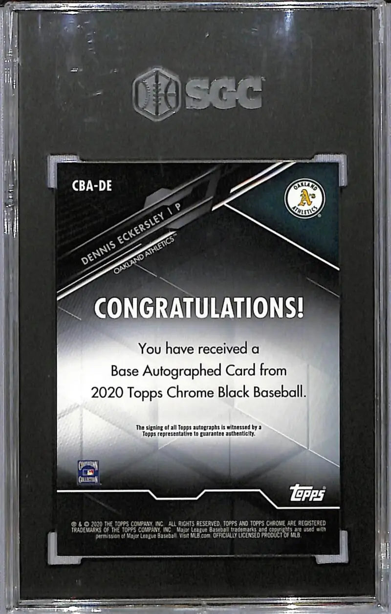 Dennis Eckersley Oakland Athletics Topps Chrome Black 2020 Topps Chrome Black auto card