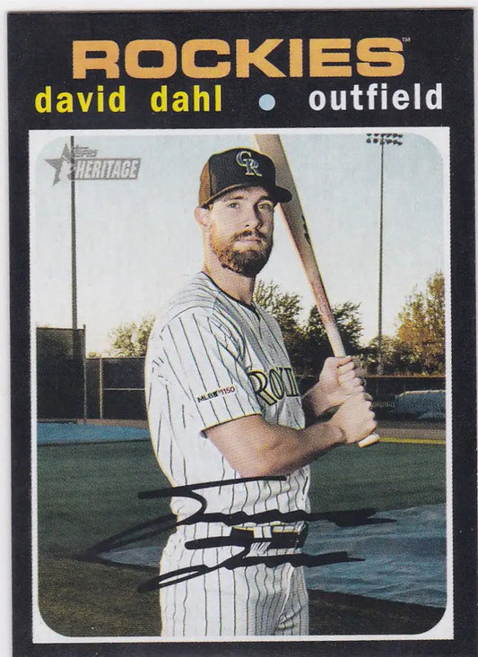 Baseball card of David Dahl, Colorado Rockies outfielder from Topps Heritage