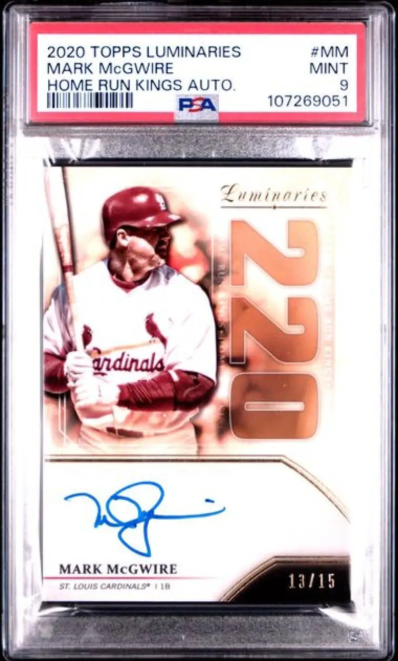 Graded Mark McGwire autographed baseball card from 2020 Topps Luminaries Home Run Kings