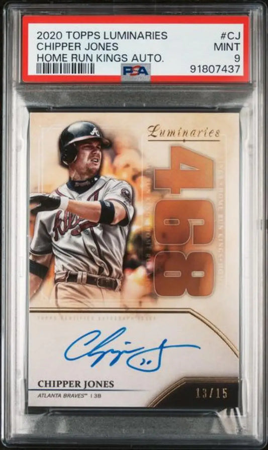 PSA-graded 2020 Topps Luminaries Chipper Jones Auto 12/15 Atlanta Braves Home Run Kings card