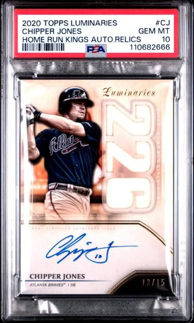 Graded Chipper Jones baseball card from 2020 Topps Luminaries Home Run Kings series