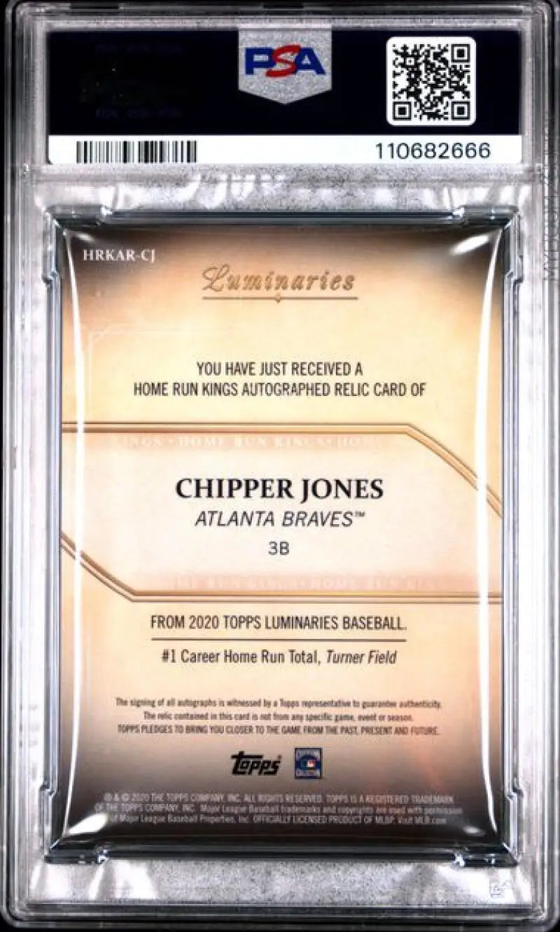 Graded Chipper Jones Topps Luminaries Home Run Kings baseball card PSA 10 GEM MINT
