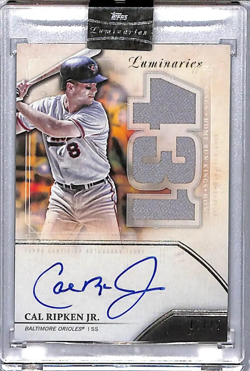 Cal Ripken Jr. autographed baseball card from 2020 Topps Luminaries Baltimore Orioles