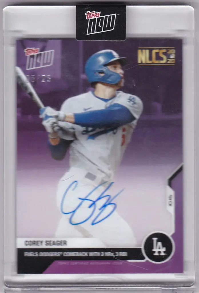 Baseball trading card of Corey Seager with autograph, 2020 Topps Now Auto #430A