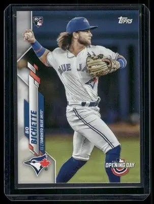 2020 Topps Opening Day Bo Bichette rookie card displayed in 2020 Topps Opening Day collection