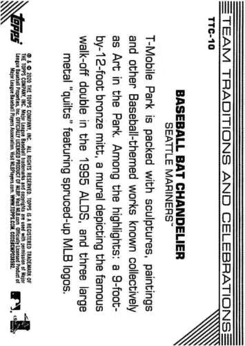 Baseball card back of 2020 Topps Opening Day Team Traditions and Celebrations TTC-10