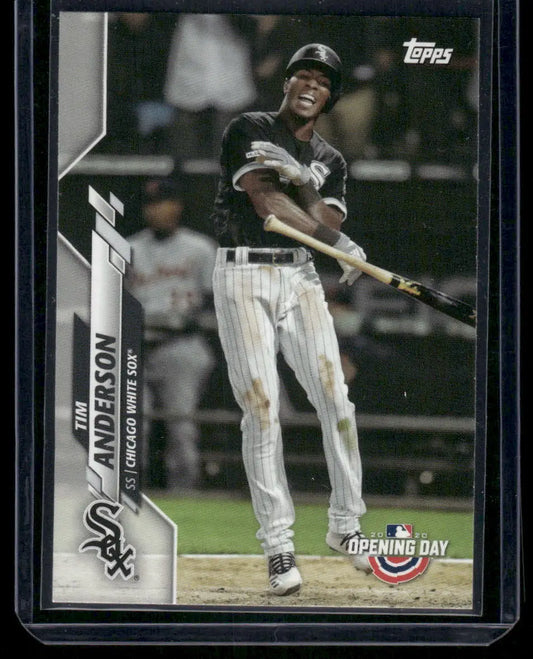 Baseball trading card featuring Tim Anderson of the Chicago White Sox from 2020 Topps Opening Day