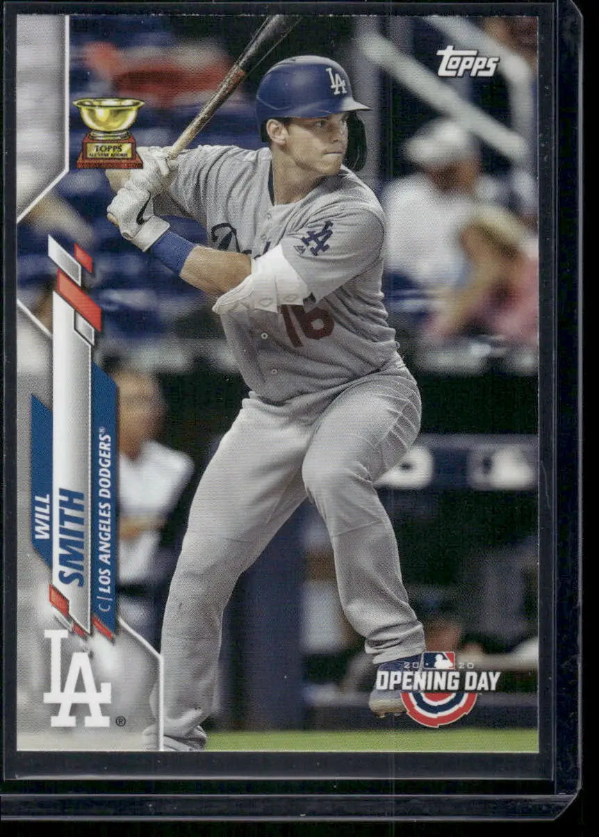 Baseball trading card of Will Smith Los Angeles Dodgers from 2020 Topps Opening Day