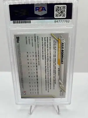 Graded Julio Rodriguez baseball card from 2020 Topps Pro Debut series with PSA autograph