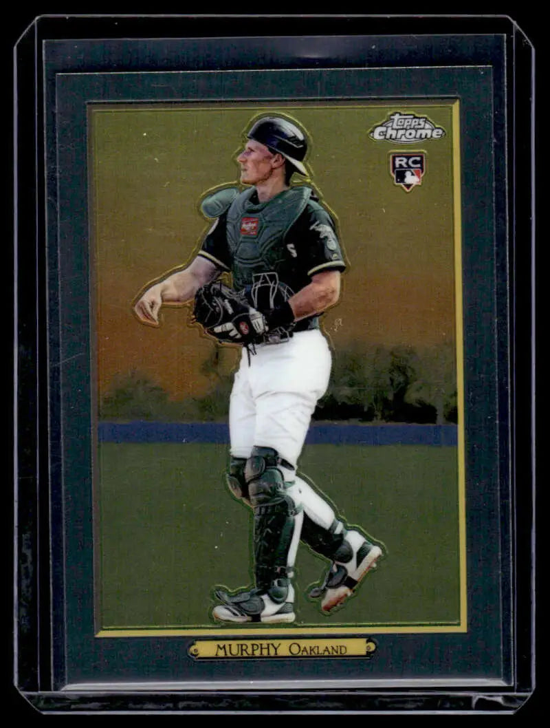 Baseball card of Sean Murphy, Oakland Athletics catcher in green and white uniform