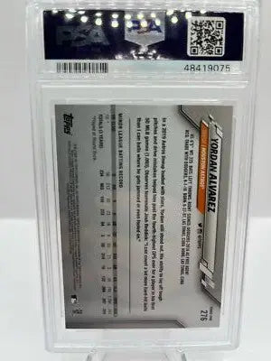 Graded 2020 Topps Yordan Alvarez baseball card PSA 10 featuring Yordan Alvarez