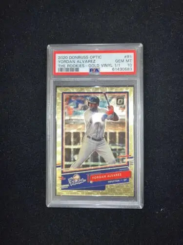 Graded Yordan Alvarez Donruss Optic Gold Vinyl baseball card PSA 10 #1/1 for collectors