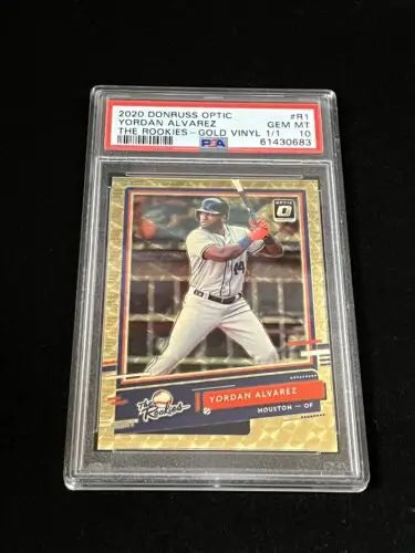 Graded Yordan Alvarez Donruss Optic Gold Vinyl baseball card PSA 10 #1/1