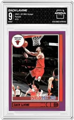 Graded NBA Hoops Zach LaVine basketball card from 2021-22 Hoops Zach Lavine Arena Club